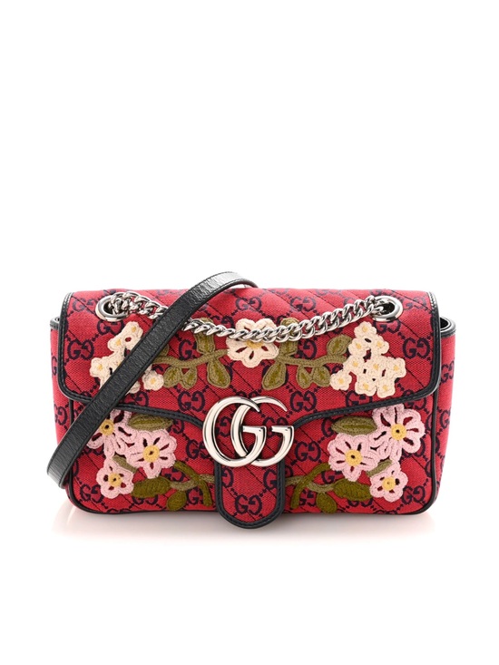 Gucci Handbags - Gucci Red Mini Floral GG Marmont Shoulder Bag